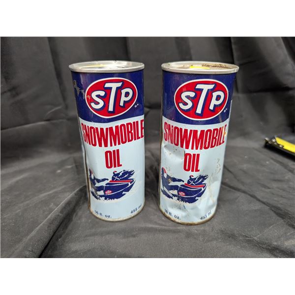 (2) STP Snowmobile Oil Vintage Cans (Possibly leaking)