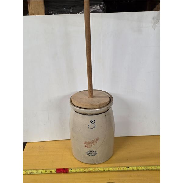 #3 Redwing butter churn - large crack- 11"H