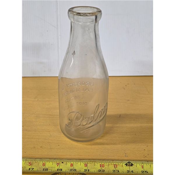 Palm dairies glass milk bottle