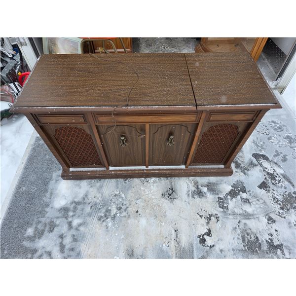 Cabinet stereo system with built in record player- 46" by 17" by 26"H