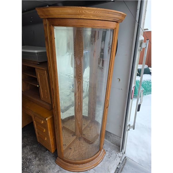 Circular glass cabinet- 17.5" by 17.5" by 73"H