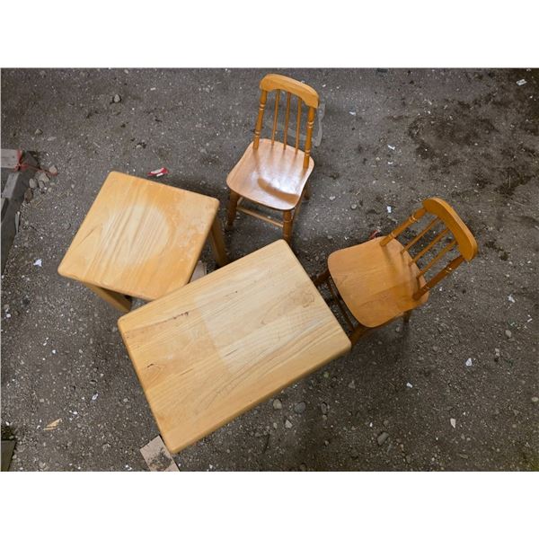 Small tables and chairs- 20" by 14" by 19"H