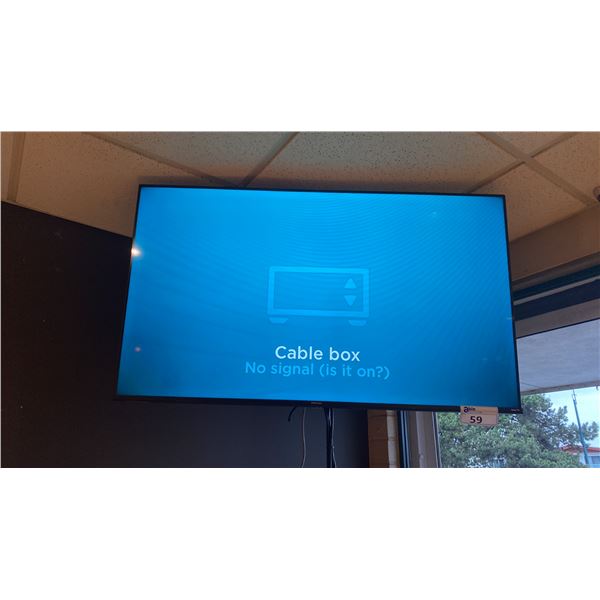 50" HISENSE ROKU TV WITH REMOTE & CEILING MOUNT REQUIRES PROPER EQUIPMENT  FOR DISMANTLE/REMOVAL *