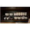 Image 3 : CONTENTS OF SHELVING UNIT- RAMEKINS, COFFEE MUGS, SIDE PLATES, TEA POTS, TAKE OUT CONTAINERS, WIRE