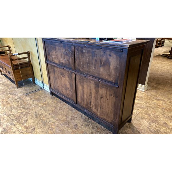 RUSTIC PINE WITH IRON ACCENTS HOSTESS STATION 2 PC *CONTENTS NOT INCLUDED*