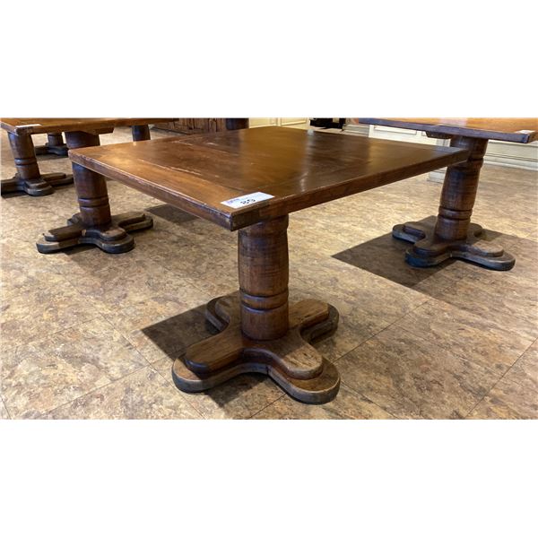 SINGLE PEDESTAL 34"X 31"H SQUARE SOLID PINE RESTAURANT TABLE
