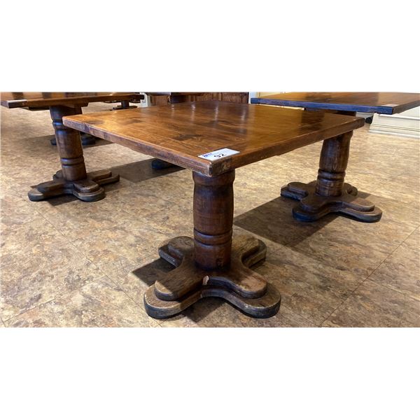 SINGLE PEDESTAL 34"X 31"H SQUARE SOLID PINE RESTAURANT TABLE