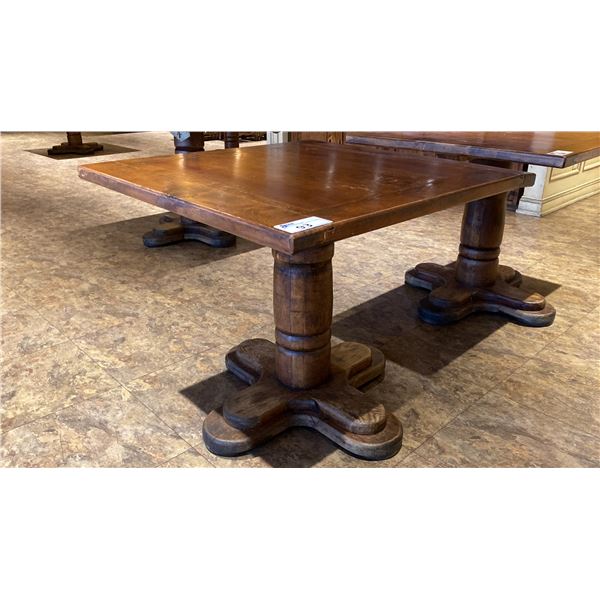 SINGLE PEDESTAL 34"X 31"H SQUARE SOLID PINE RESTAURANT TABLE