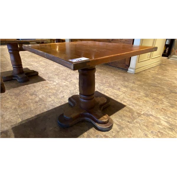 SINGLE PEDESTAL 34"X 31"H SQUARE SOLID PINE RESTAURANT TABLE