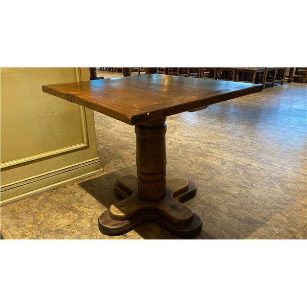 SINGLE PEDESTAL 34"X 31"H SQUARE SOLID PINE RESTAURANT TABLE