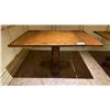 Image 2 : SINGLE PEDESTAL 34"X 31"H SQUARE SOLID PINE RESTAURANT TABLE WITH DUAL 10" FOLD DOWN EXTENSIONS