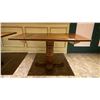 Image 2 : SINGLE PEDESTAL 34"X 31"H SQUARE SOLID PINE RESTAURANT TABLE WITH DUAL 10" FOLD DOWN EXTENSIONS