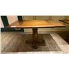 Image 2 : SINGLE PEDESTAL 34"X 31"H SQUARE SOLID PINE RESTAURANT TABLE WITH DUAL 10" FOLD DOWN EXTENSIONS