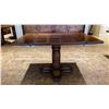 Image 2 : SINGLE PEDESTAL 34"X 31"H SQUARE SOLID PINE RESTAURANT TABLE WITH DUAL 10" FOLD DOWN EXTENSIONS
