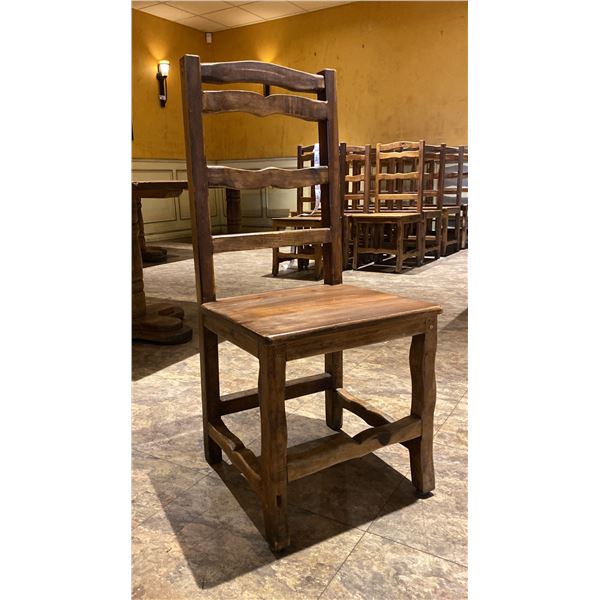 RUSTIC SOLID PINE LADDER BACK DINING CHAIR