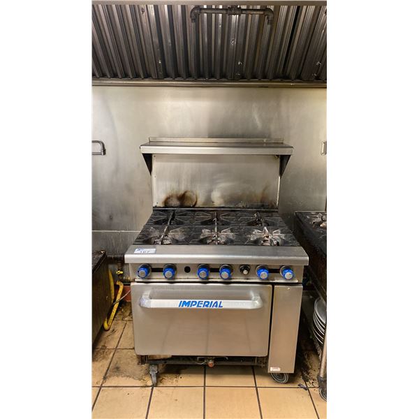 IMPERIAL COMMERCIAL STAINLESS STEEL 6 BURNER GAS RANGE WITH OVEN