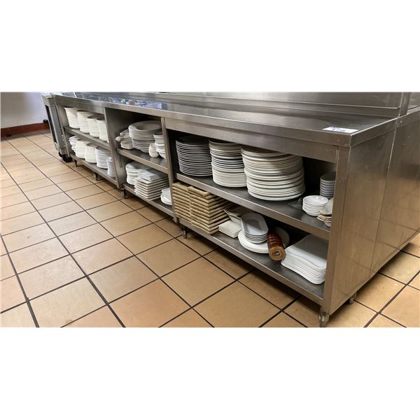 STAINLESS STEEL COMMERCIAL LONG NARROW EQUIPMENT SHELF APPROX 140"L X 13"D X 36"H
