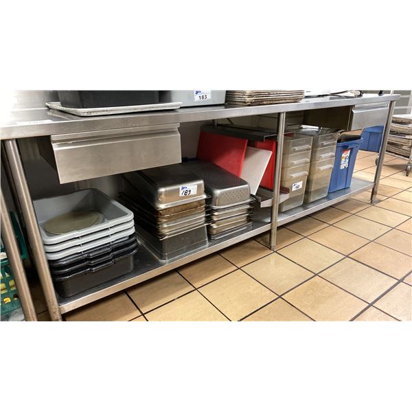 STAINLESS STEEL COMMERCIAL RESTAURANT 2 TIER PREP TABLE WITH 2 DRAWERS APPROX