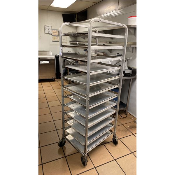 12 TRAY ALUMINUM MOBILE BAKERS RACK WITH TRAYS