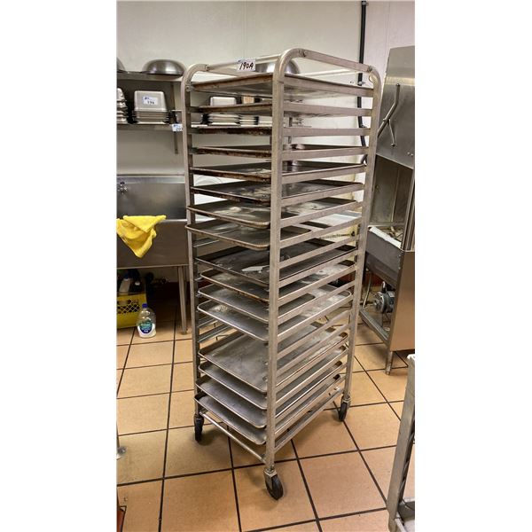 ALUMINUM MOBILE BAKERS RACK WITH TRAYS