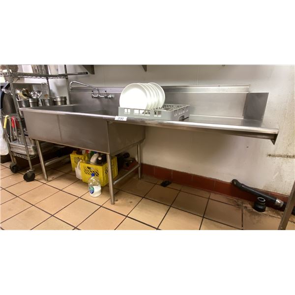 STAINLESS STEEL COMMERCIAL RESTAURANT DISHWASHING STATION APPROX 92"L X 32"D X 46"H