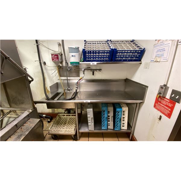 STAINLESS STEEL COMMERCIAL RESTAURANT DISHWASHING STATION APPROX 73"L X 31"D X 47"H