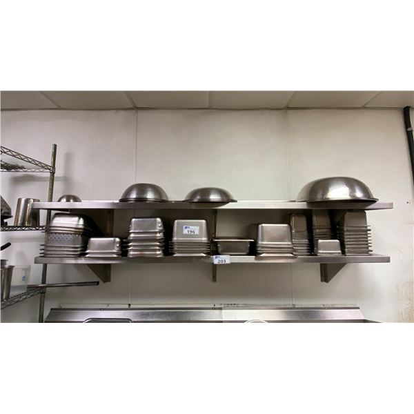 2 STAINLESS STEEL APPROX 87"L WALL MOUNTED SHELVES *CONTENTS NOT INCLUDED*