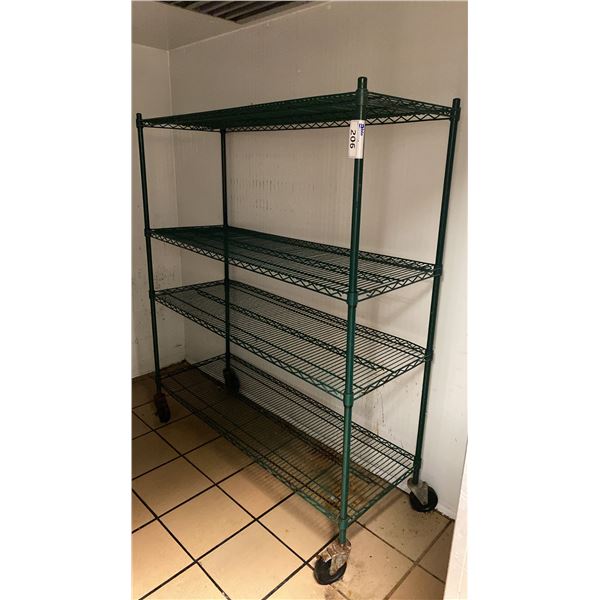 GROUP OF 3 EFI MOBILE GREEN WIRE RACKS