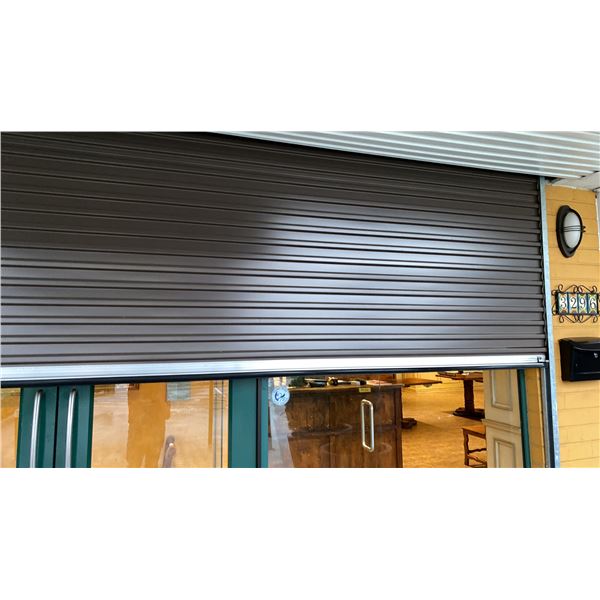 PENTAGON SECURITY METAL ROLL SHUTTER SYSTEM - APPROX. 212" ACROSS X 107" HIGH