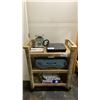 Image 1 : RUBBERMAID 3 TIER CART WITH PAPER ROLLS, SCALES & SAF-T-WRAP 18 DISPENSER