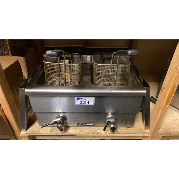 AD CRAFT STAINLESS STEEL ELECTRIC TABLE TOP 2 BASKET DEEP FRYER