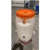 Image 2 : WHITE PLASTIC LIQUID STORAGE BARREL WITH TAP AND ORANGE LID 120 LITRE CAPACITY