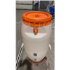 Image 2 : WHITE PLASTIC LIQUID STORAGE BARREL WITH TAP AND ORANGE LID 120 LITRE CAPACITY