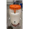 Image 2 : WHITE PLASTIC LIQUID STORAGE BARREL WITH TAP AND ORANGE LID 120 LITRE CAPACITY