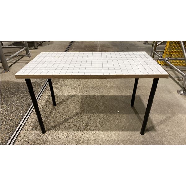 WHITE IKEA RECTANGULAR SMALL TABLE WITH BLACK METAL LEGS - APPROX. 4FT X 2FT X 3FT HIGH