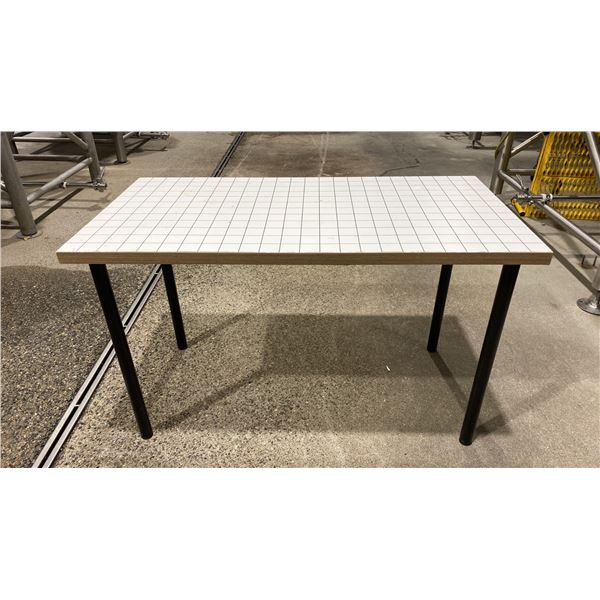 WHITE IKEA RECTANGULAR SMALL TABLE WITH BLACK METAL LEGS - APPROX. 4FT X 2FT X 3FT HIGH