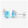 Image 2 : Swiss Blue Topaz Contemporary Solitaire Earrings