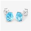 Image 3 : Swiss Blue Topaz Contemporary Solitaire Earrings