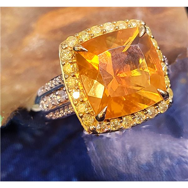 Fuego del Mar Opal, Yellow & White Diamond Ring