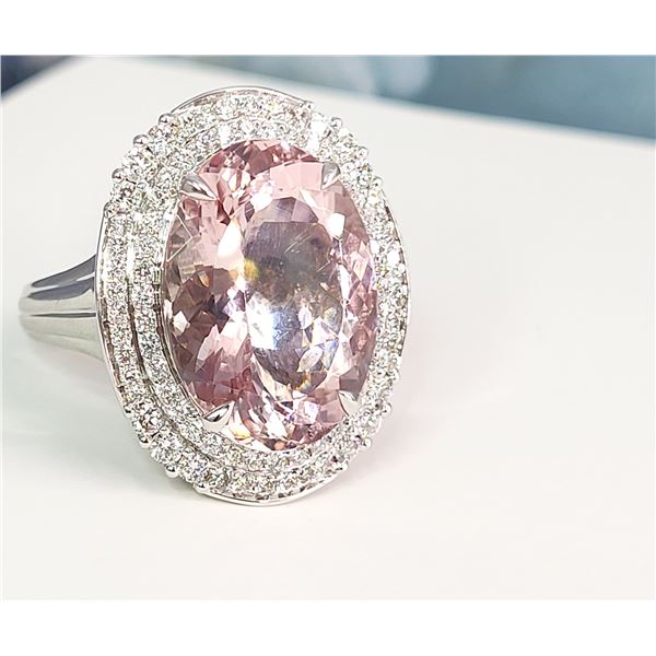 Precious Pink Morganite & Diamond Tiered Halo Ring