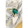 Image 1 : Tilting Pear-Cut Emerald and Diamond Stacker Ring