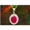 Image 10 : 2.00 CT Burma Ruby and Diamond Halo Necklace 18K
