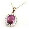 Image 4 : 2.00 CT Burma Ruby and Diamond Halo Necklace 18K