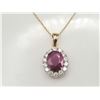 Image 7 : 2.00 CT Burma Ruby and Diamond Halo Necklace 18K
