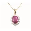 Image 8 : 2.00 CT Burma Ruby and Diamond Halo Necklace 18K