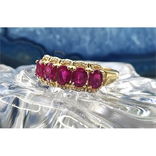 Fine Ruby and Diamond 5-Stone Ring