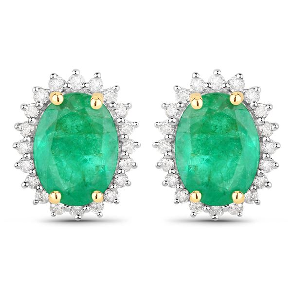 Zambian Emerald & Diamond Earrings, Shamrock Green