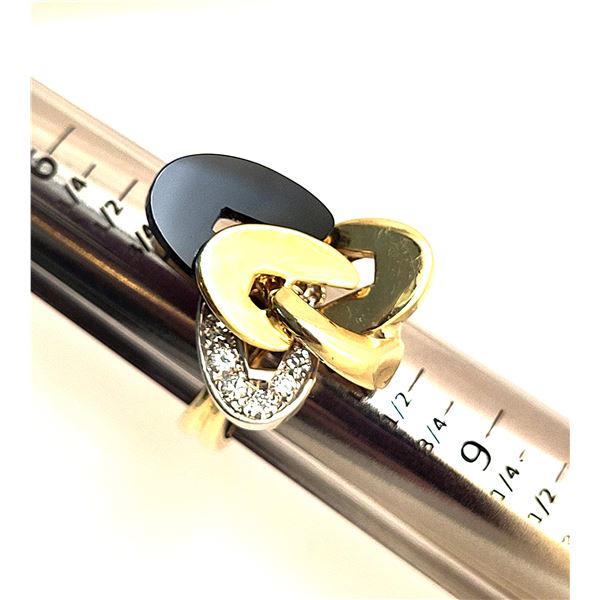 "Onyx in Orbit" -18K Onyx and Diamond Ring -Unique
