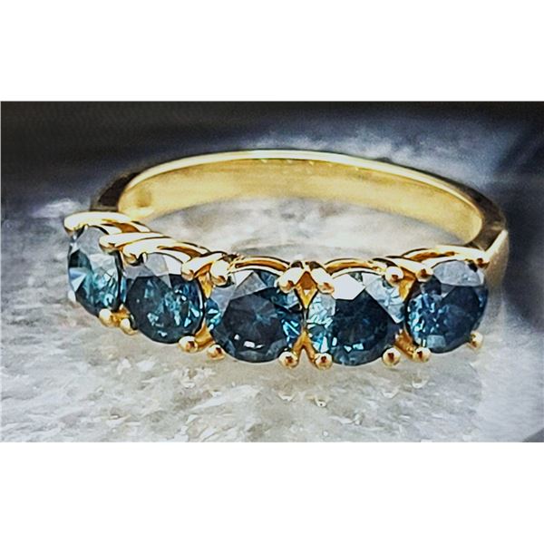 Enchanting Genuine Blue Diamond Band, Ring 1.83CTW