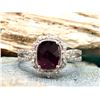 Image 1 : Cushion-Cut Rhodolite Garnet & Diamond Halo Ring